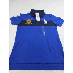 Polo Ralph Lauren Rugby Shirt Boys 7 Big Pony Crest #3 Blue Crest Striped